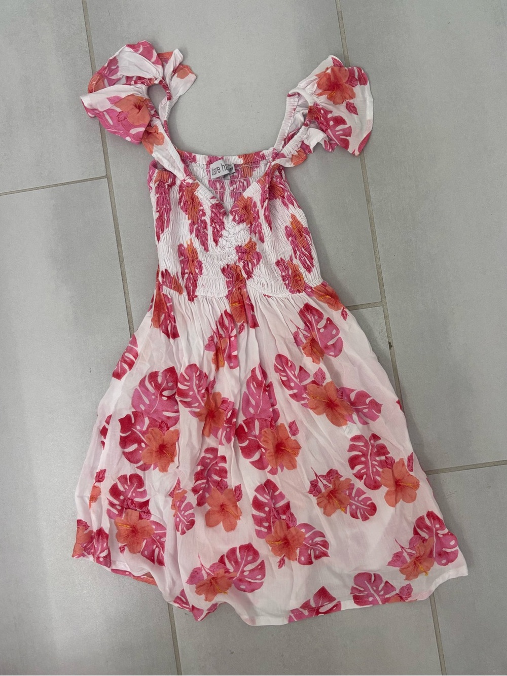 Tiare Hawaii Pink and Coral Floral Girls Sundress